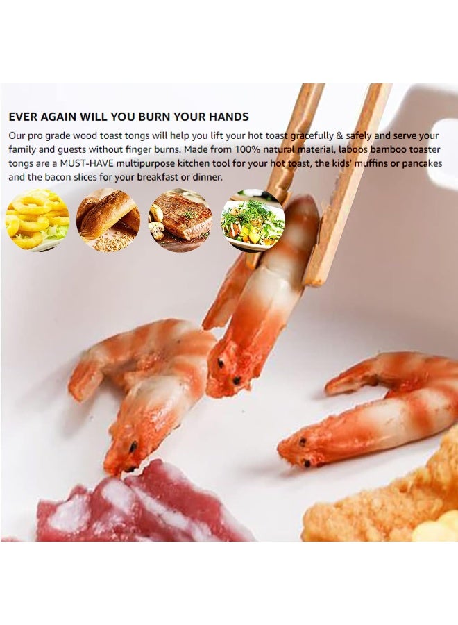 ReNext Bamboo Toast Tongs Wooden Toaster Kitchen Tongs Fruit Clip for Toast Fruits Bread Pickles - Image 4